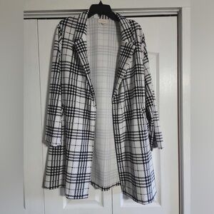 MELLODAY Black and White Plaid Blazer
